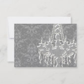 シルバー&グレーシャンデリアダマスクウェディングRSVP 出欠カード (裏面)