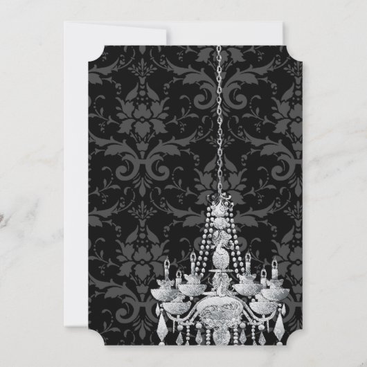 シルバー&グレーシャンデリアビクトリアンダマスコウェディング 招待状 (裏面)