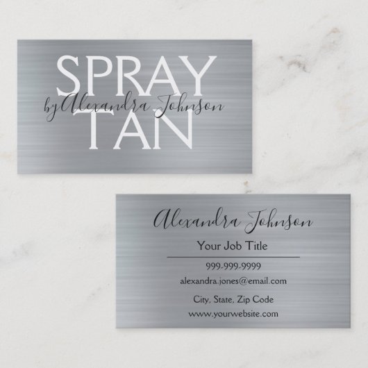 シルバー – グレーブラシ仕上げメタルスプレータン 名刺 (正面/裏面)