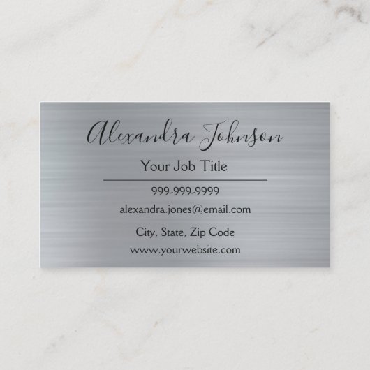 シルバー – グレーブラシ仕上げメタルスプレータン 名刺 (裏面)