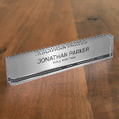 シルバー – グレー背景 デスクネームプレート (側面)