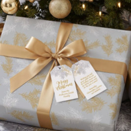 シルバー グレー ゴールド ボタニカル シック エレガント クリスマス ギフトタグ