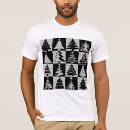シルバー グレー ブラック クリスマスツリー 柄 ホリデー Tシャツ