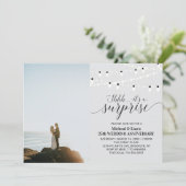 シルバー/グレー 25周年 フォト ウェディング アニバーサリー 招待状 (スタンド正面)