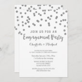 シルバー・コンフェッティエンゲージメントパーティー招待状 招待状 (正面/裏面)