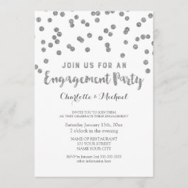 シルバー・コンフェッティエンゲージメントパーティー招待状 招待状
