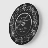 シルバー コンフェッティ、ダイヤモンド 50周年結婚記念日 ラージ壁時計 (傾斜)