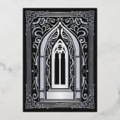 シルバー ゴシック ヴァンパイア大聖堂 ウェディング 箔招待状 (裏面)