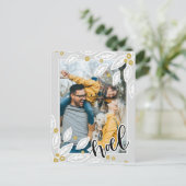 シルバー&ゴールドのノエル | フォト ホリデー カード (スタンド正面)