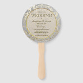 シルバー＆ゴールドの結婚式プログラム ハンドファン (正面)