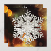 シルバー＆ゴールドの雪の結晶のスパークル シーズンカード (正面/裏面)