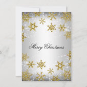 シルバー＆ゴールドの雪の結晶クリスマスホリデーパーティー 招待状 (裏面)