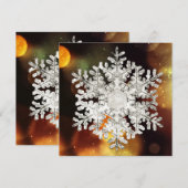 シルバー＆ゴールドの雪の結晶スパークル シーズンカード (正面/裏面)