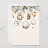 シルバー ゴールド オーナメント ビーズ クリスマス パーティー 招待状 (裏面)