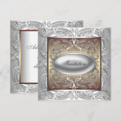 シルバー ゴールド オール オケージョン パーティー インビテーション (正面/裏面)