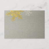 シルバー ゴールド スノーフレーク ウィンター ウェディング 返信カード (裏面)