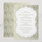 シルバー ゴールド ダマスク 50周年 結婚記念日 招待状 (正面/裏面)