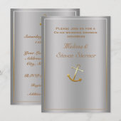 シルバー ゴールド ネイティブアンカー シャワー 招待状 (正面/裏面)