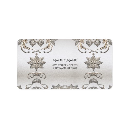 シルバー ゴールド フローラル アドレス ラベル (正面)