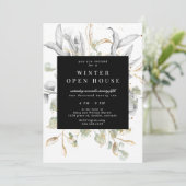 シルバー ゴールド フローラル エレガント スクエア オープンハウス 招待状 (スタンド正面)