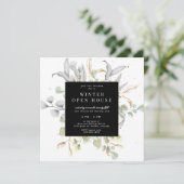 シルバー ゴールド フローラル エレガント スクエア オープンハウス 招待状 (スタンド正面)