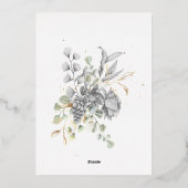 シルバー ゴールド フローラル エレガント スクエア オープンハウス 箔招待状 (裏面)