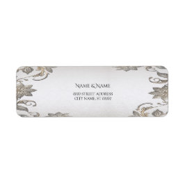 シルバー ゴールド フローラル 返送先住所ラベル ラベル