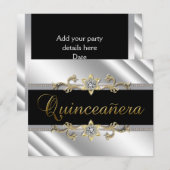 シルバー ゴールド ブラック キンセニエラ 招待状 (正面/裏面)