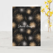シルバー ゴールド ブラック クリスマス お祝い カード (黄色い花)