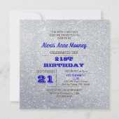 シルバー&サファイアブルースパークリー誕生日招待状 招待状 (正面)