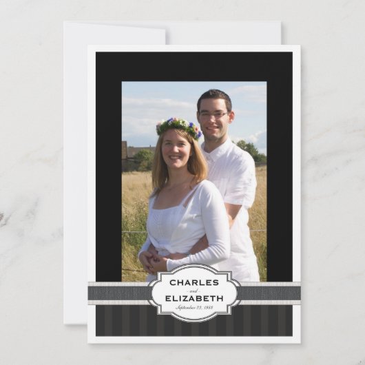 シルバー シック フォト 25周年 結婚記念日 パーティー 招待状 (正面)