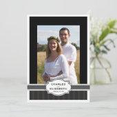 シルバー シック フォト 25周年 結婚記念日 パーティー 招待状 (スタンド正面)