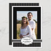 シルバー シック フォト 25周年 結婚記念日 パーティー 招待状 (正面/裏面)