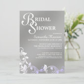 シルバー シマー パープル ブライダル シャワー インビテーション (スタンド正面)