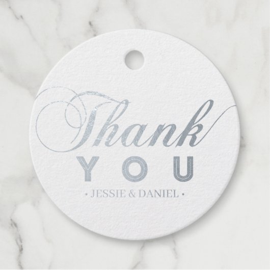 シルバー | シンプル モダン タイポグラフィー ありがとうございます フェイバータグ (正面)