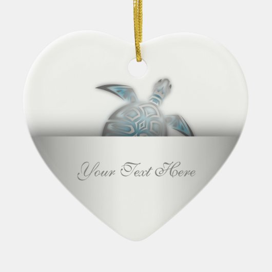 シルバー・シー・タートル動物 セラミックオーナメント (正面)