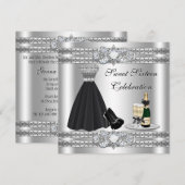 シルバー スウィート シックスティーン ドレス ご招待 招待状 (正面/裏面)