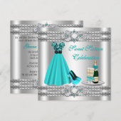 シルバー スウィート シックスティーン ドレス ご招待 招待状 (正面/裏面)