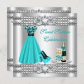 シルバー スウィート シックスティーン ドレス 招待状 (正面/裏面)