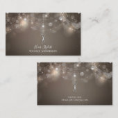 シルバー スカッス タウペ スパークル シック ヘア スタイリスト 名刺 (正面/裏面)