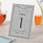 シルバー&スタイリッシュグリッター結婚のテーブル番号 台座サイン (インサイチュ)