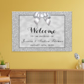 シルバー&スタイリッシュグリッター結婚ズ・ウェルカム キャンバスプリント (インサイチュ (リビング))