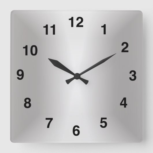 シルバー スタイリッシュ 🕰️ 25周年特別記念モデル スクエア壁時計 (正面)