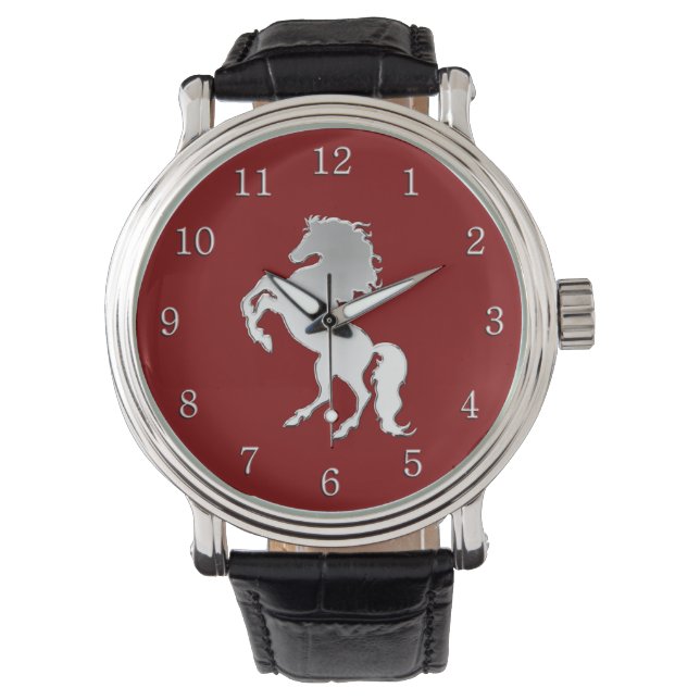 シルバー・スタリオン・レッド 腕時計 (正面)
