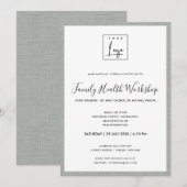 シルバー スチール グレー ロゴ ワークショップ ガラ イベント 招待状 (正面/裏面)