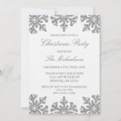 シルバー スノーフレーク ウィンター クリスマス パーティー 招待状 (正面)
