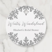 シルバー スノーフレーク ウィンター ブライダル シャワー フェイバータグ (裏面)