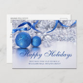 シルバー スパークル クリスマス ボール 法人向けグリーティング ポストカード (正面/裏面)