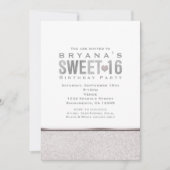 シルバー スパークル グラム パーティー 招待状 Sweet 16 (正面)