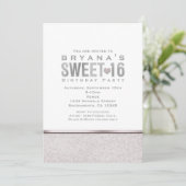 シルバー スパークル グラム パーティー 招待状 Sweet 16 (スタンド正面)